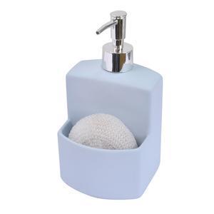 Distributeur savon porte-éponge - L 10 x H 18.8 x l 27 cm - Bleu