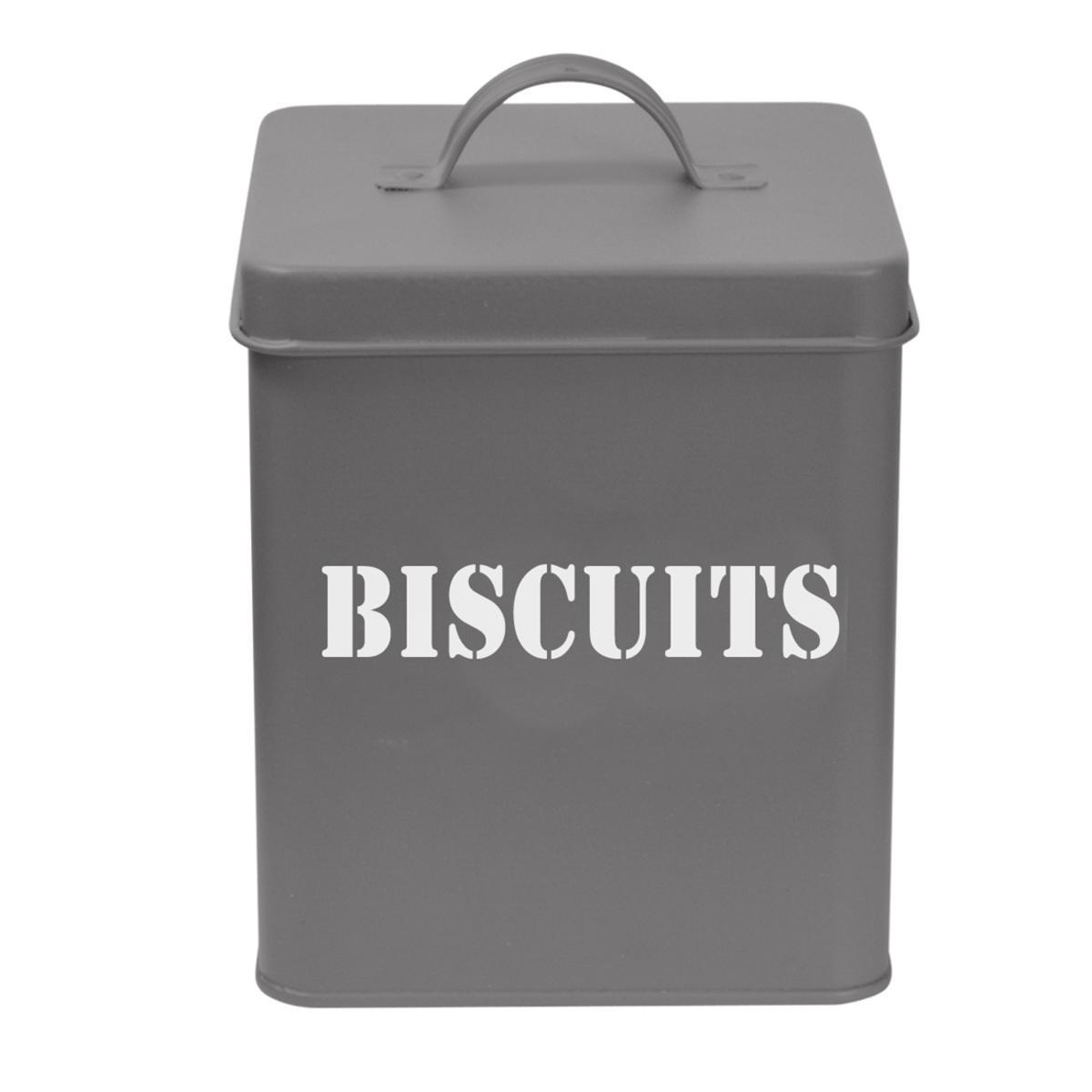 Boîte à biscuits - L 14.5 x H 19 x l 11.5 cm - Gris