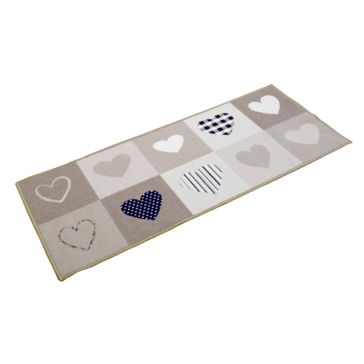 TAPIS DE CUISINE COEURS TAUPE