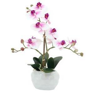 Orchidée 3 branches pot céramique - H 34 cm