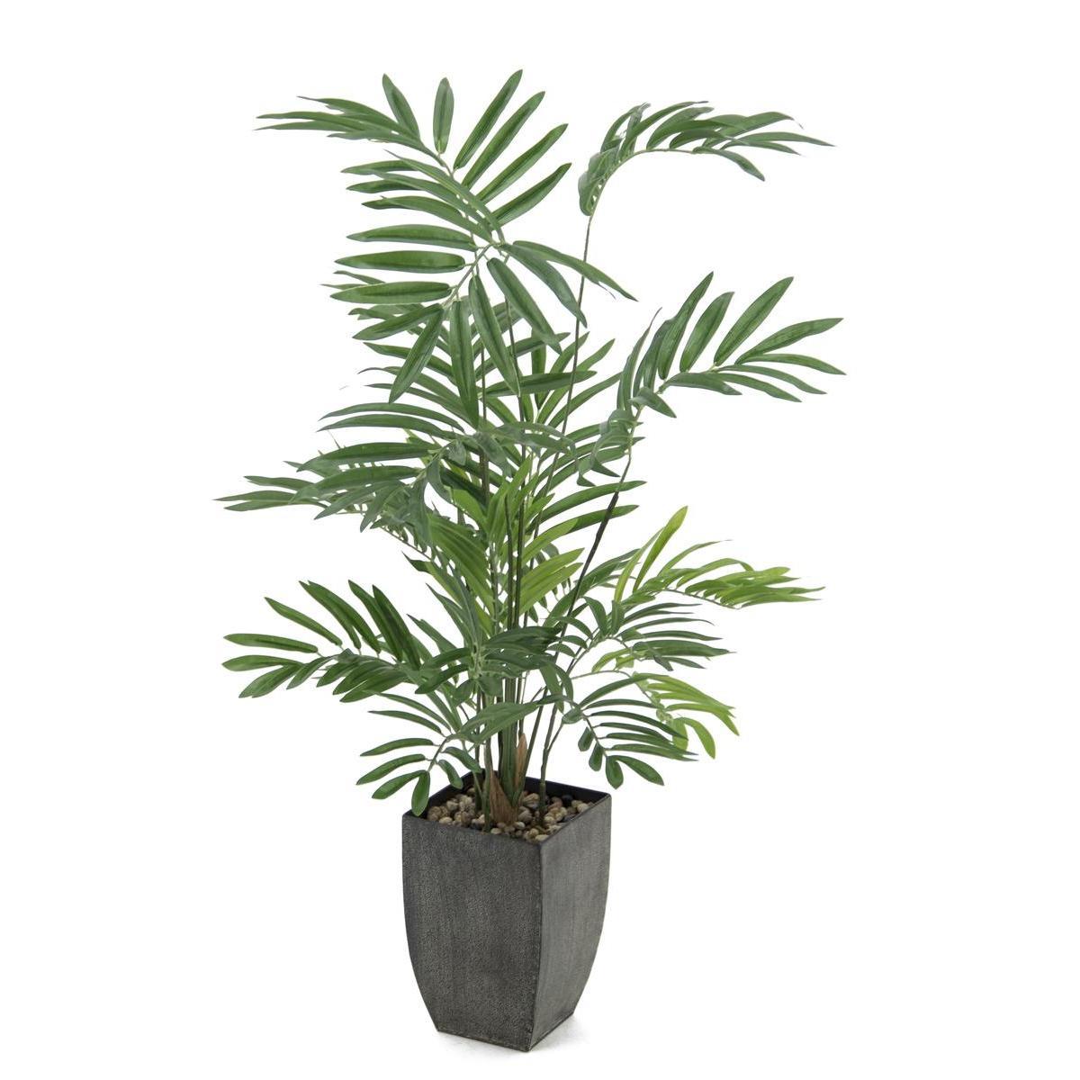 Plante Areca en pot métal gris - H 92 cm