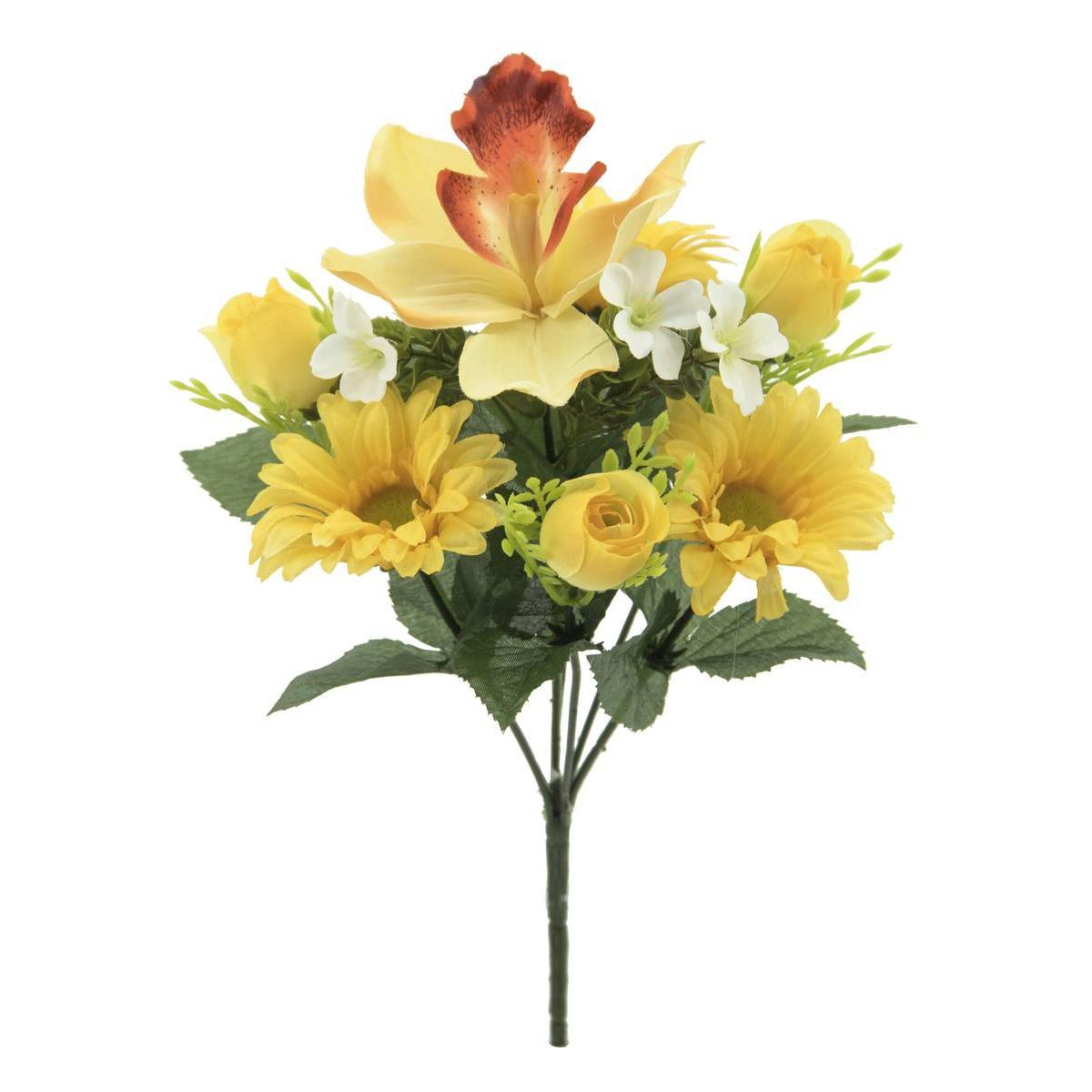 Bouquet de roses, orchidées, gerberas - H 32 cm