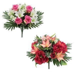 Bouquet de boutons de Roses - H 42 cm - Rose, Blanc