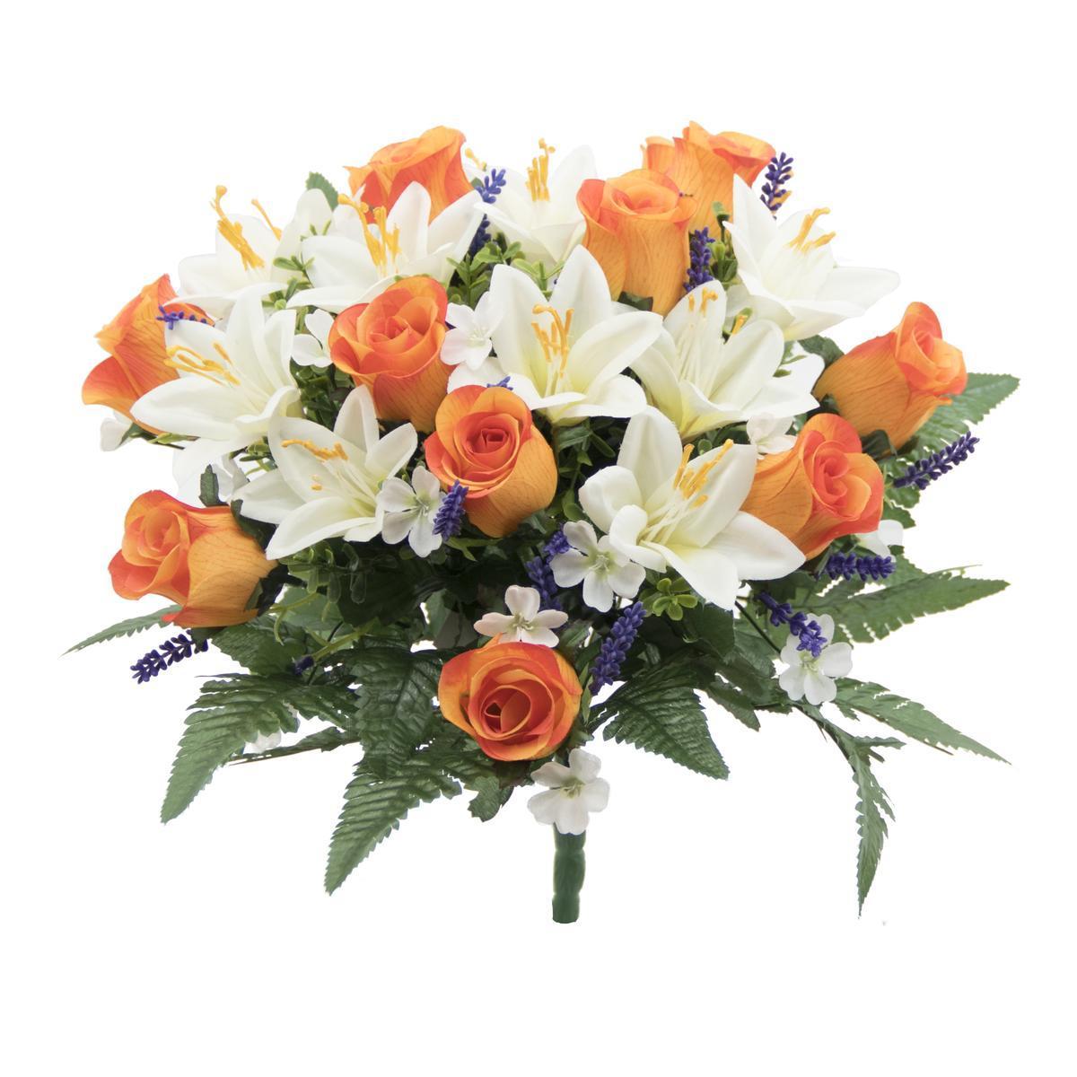 Bouquet de Boutons de roses, lys, lavande - H 40 cm