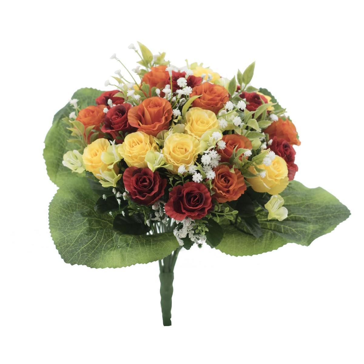 Bouquet de boutons de Roses - H 37 cm - Rose, Orange