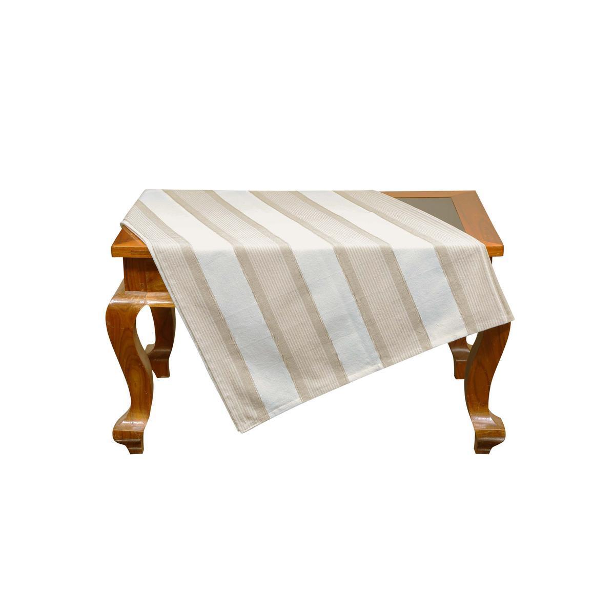 Plaid grosses rayures - 140 x 220 cm - Beige