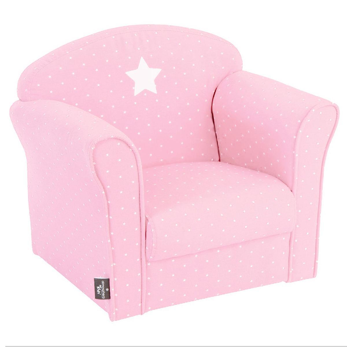 Fauteuil étoilé rose bonbon - 50 x 39 x 44 cm - Rose, blanc