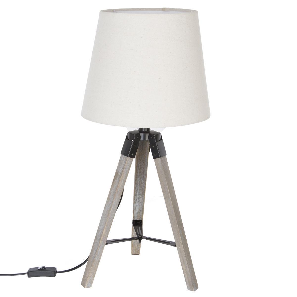 Lampe trépied Runo - H 58 cm - Beige lin