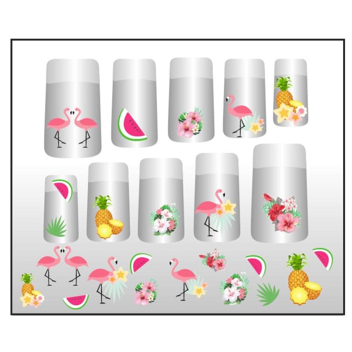 Stickers ongles tropical