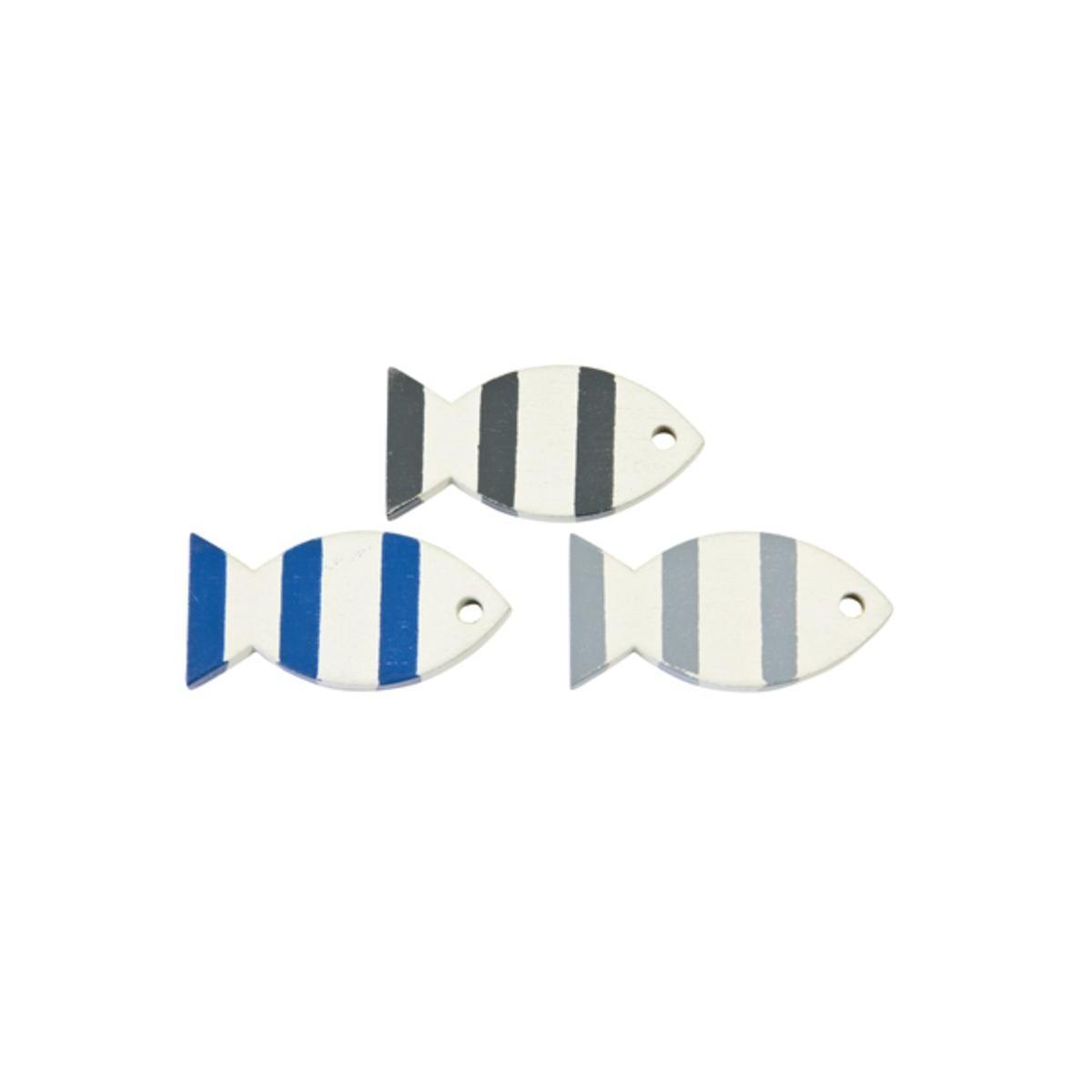 poisson bois deco coloris assortis (x 6)