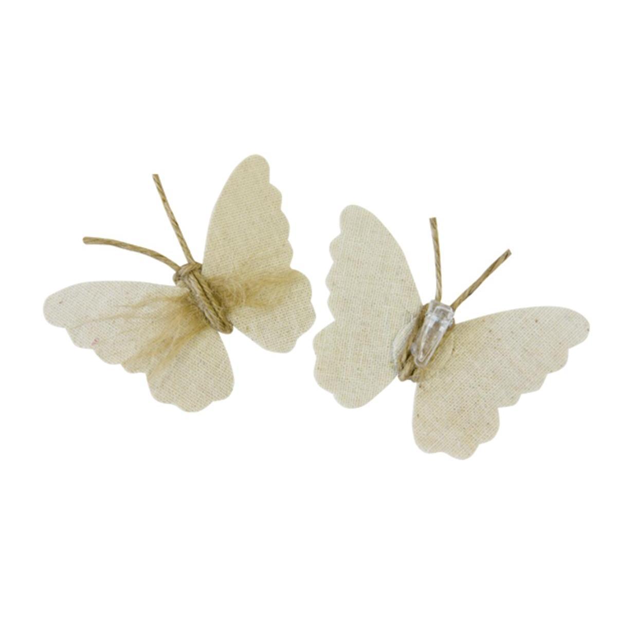 papillon lin deco sur pince (x 2)