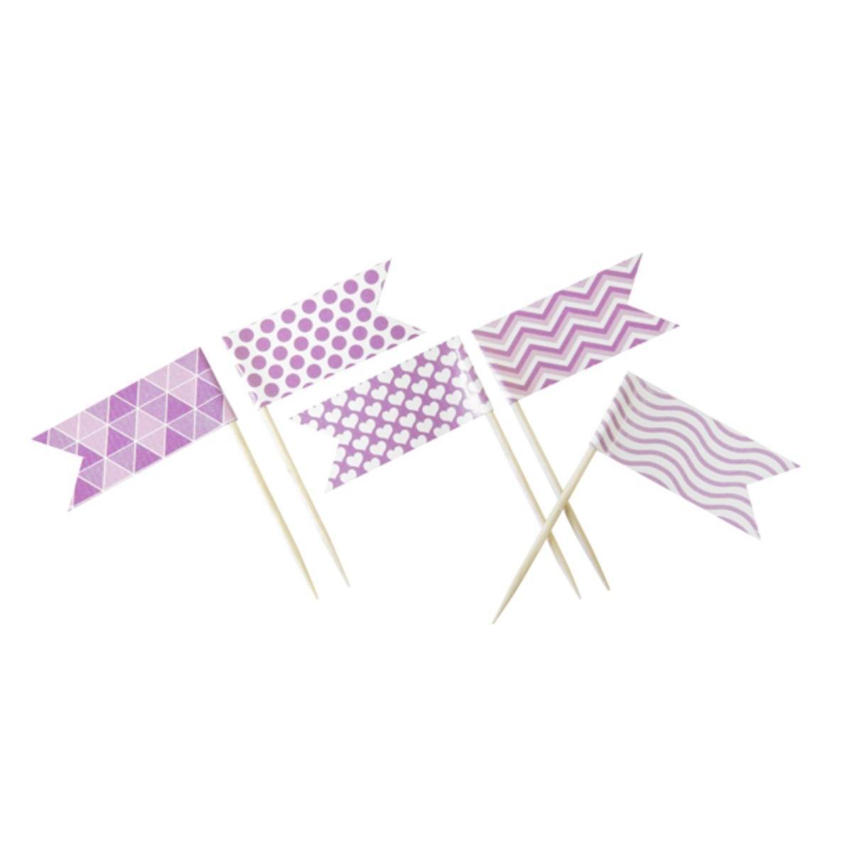 mini-drapeaux fantaisie (x 10) rose