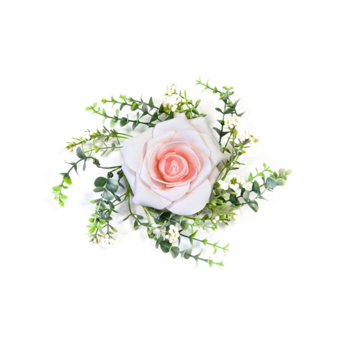 centre de table rose et feuillage rose