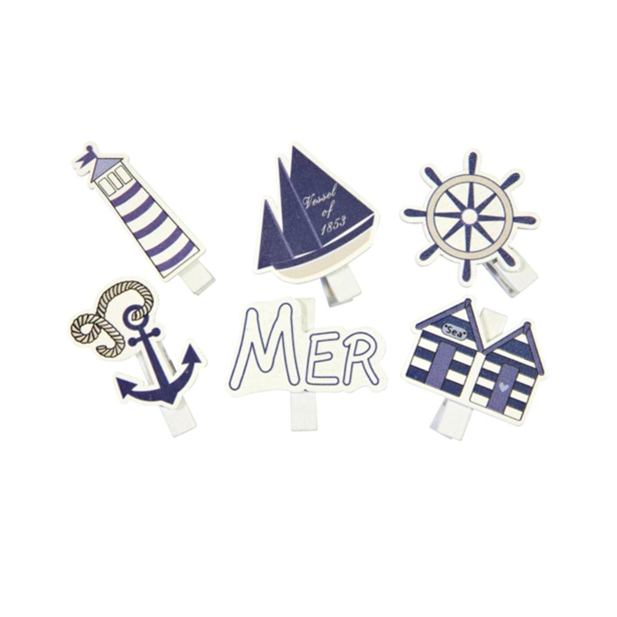 theme mer sur pince (x 6)