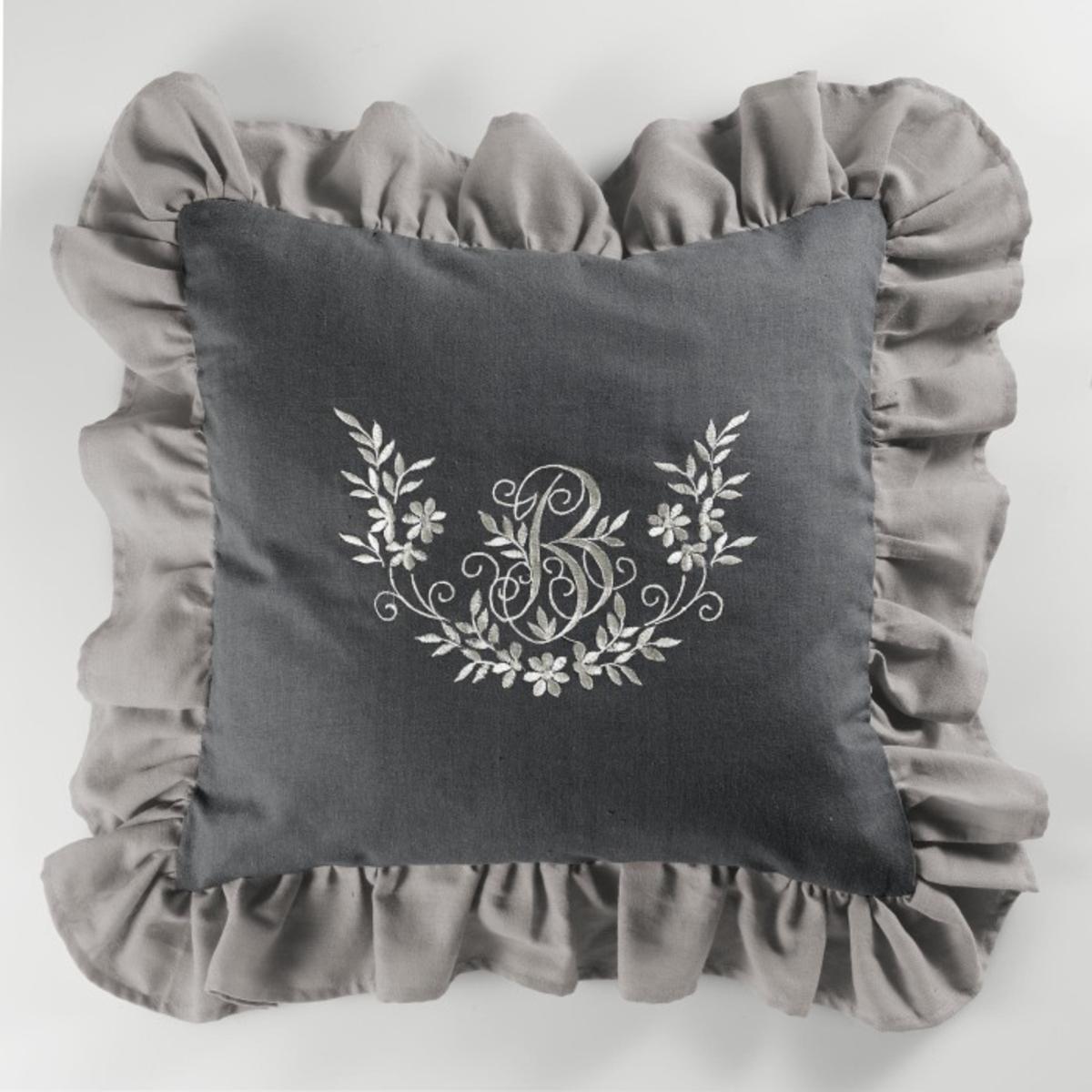 Coussin bonheur - 40 x 40 cm - Marron et gris