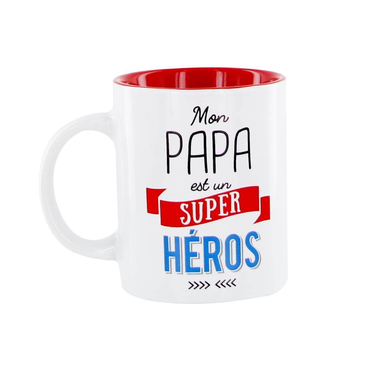 Mug 'Papa est un superhéros' - L 12 x H 9.7 x l 8.2 cm - Rouge - THE CONCEPT FACTORY
