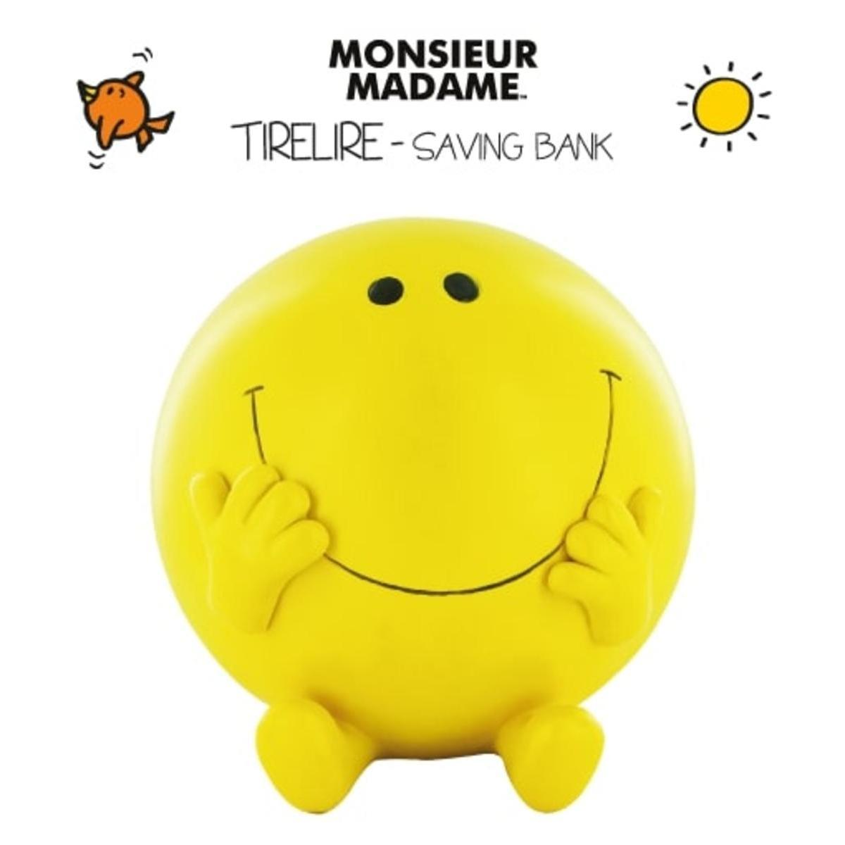 Tirelire 3D Heureux - L 13.5 x H 14.5 x l 13.8 cm - Jaune - MONSIEUR MADAME