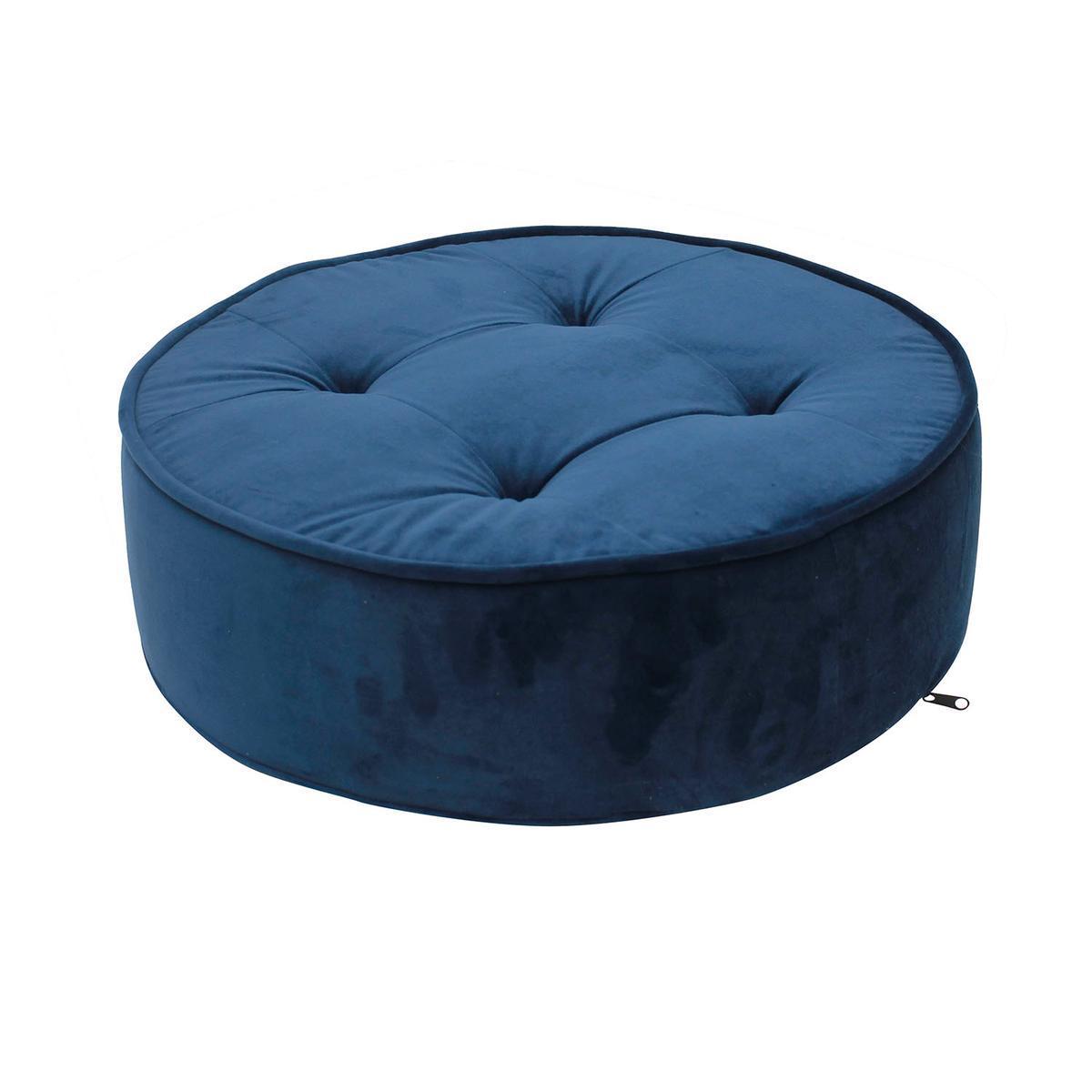 Coussin de sol rond - Différents modèles - ø 50 x H 16 cm - Bleu foncé - HOME DECO FACTORY