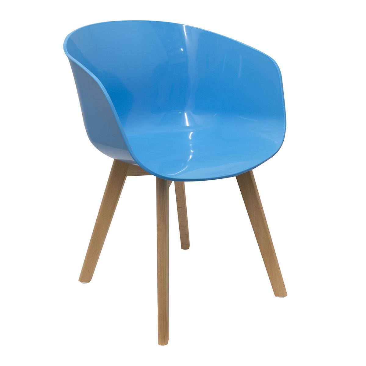 Fauteuil Glossy opaque - Différents coloris - L 36 x H 76.8 x l 51 cm - Bleu - HOME DECO FACTORY