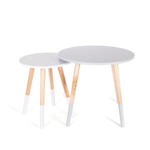 2 Tables gigognes avec motifs - Blanc, gris