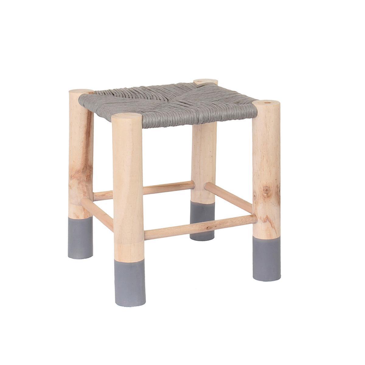 Tabouret Maroc - Différents coloris - L 30 x H 35 x l 30 cm - Gris, beige - HOME DECO FACTORY