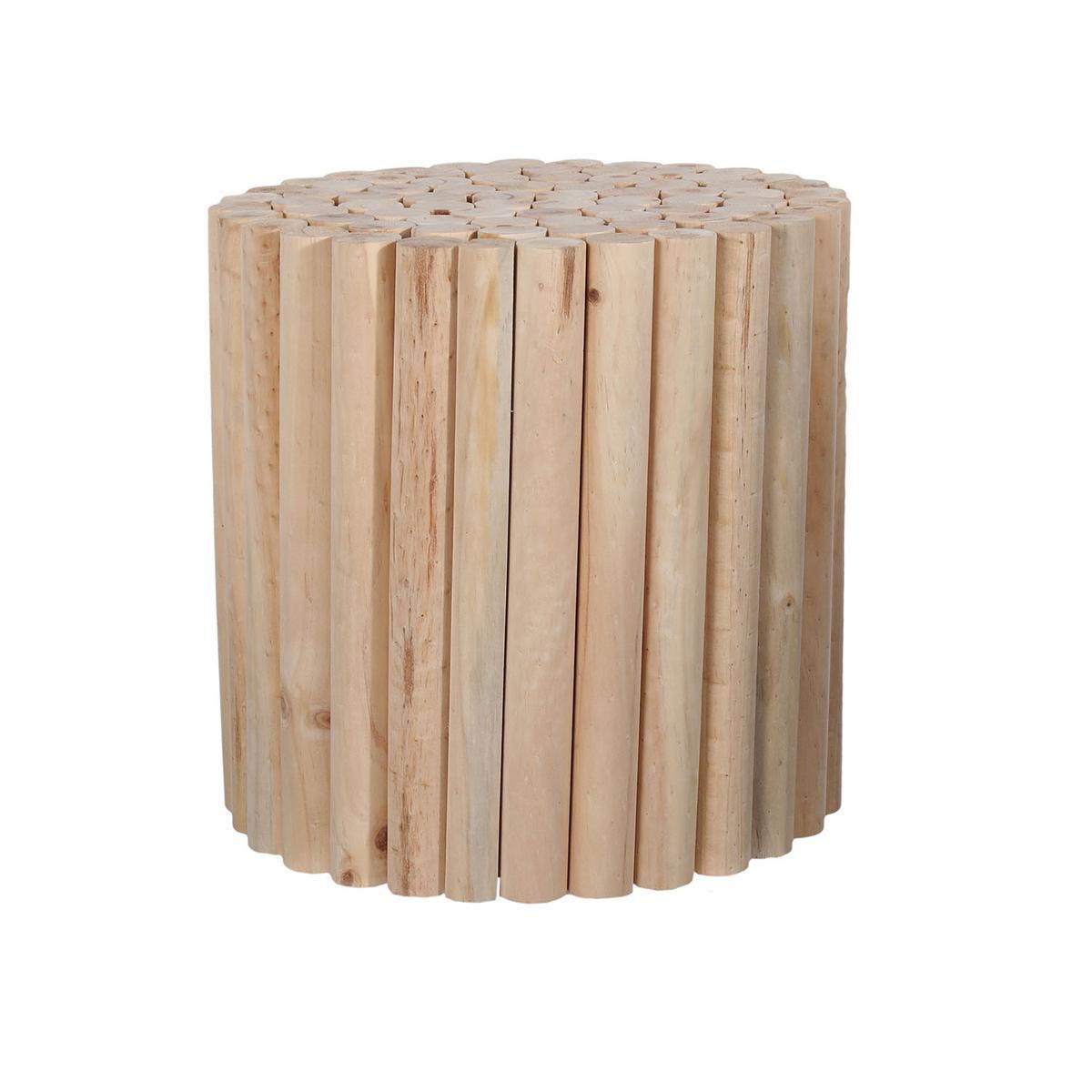 Tabouret en rondins nature - Différents coloris - ø 30 x H 30 cm - Beige - HOME DECO FACTORY