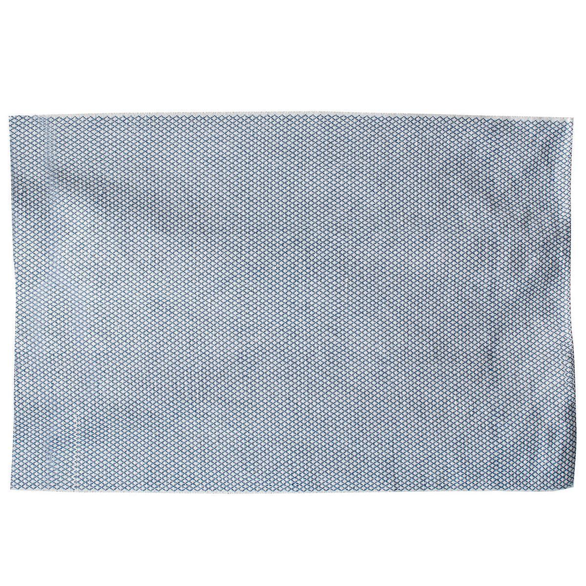 Tapis tissé à losanges - 140 x 200 cm - Bleu