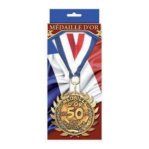 Médaille d'or Anniversaire 50aine - Médaille : ø 10.5 cm - Différents âges disponibles - Or