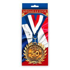 Médaille d'or Anniversaire 50aine - Médaille : ø 10.5 cm - Différents âges disponibles - Or