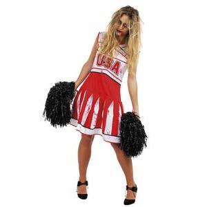 Costume adulte pom-pom girl zombie - Taille unique - L 40 x l 29 cm - Rouge - PTIT CLOWN