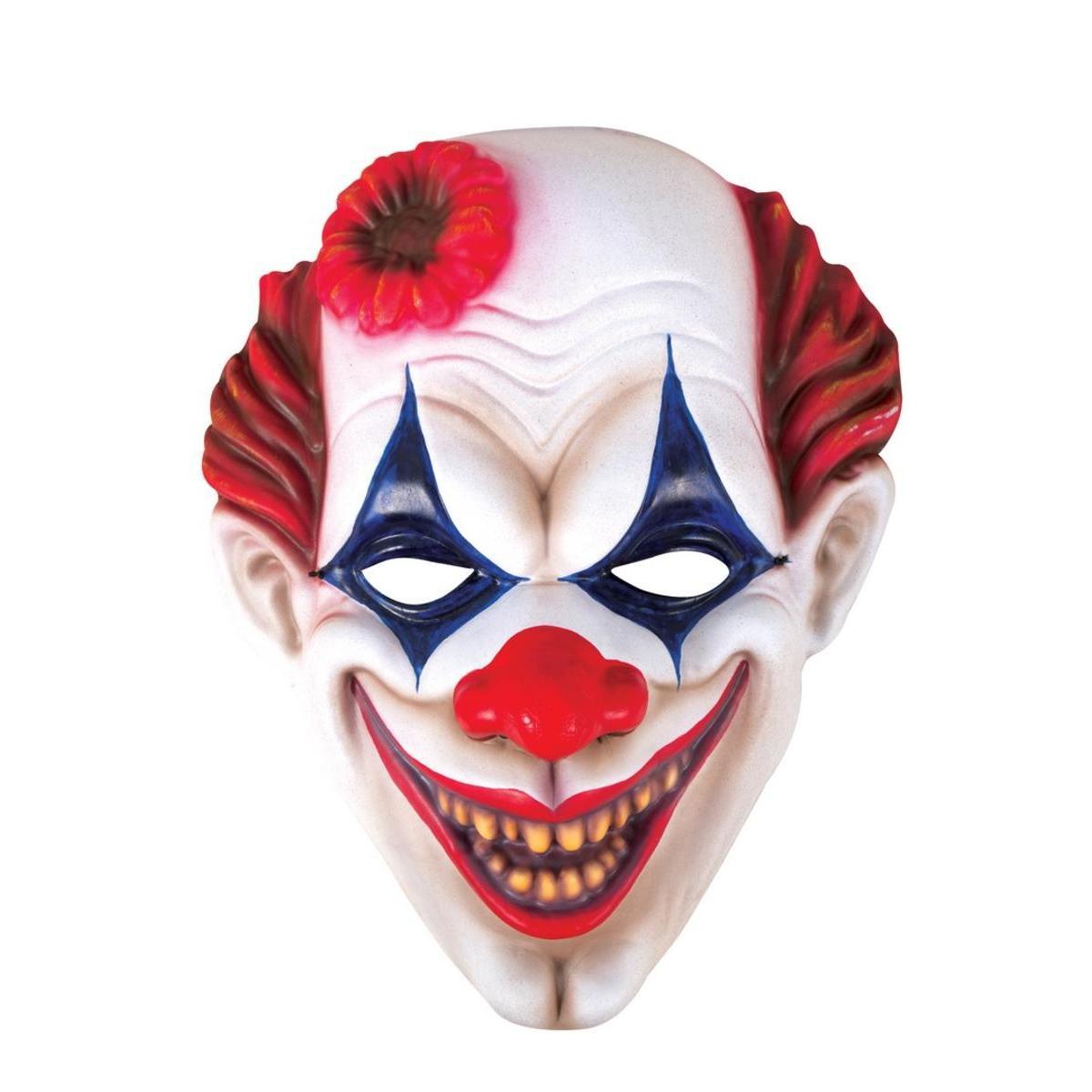 Masque de clown diabolique - Taille adulte unique - Bleu, blanc, rouge