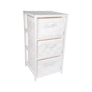 Meuble 3 tiroirs - L 32 x H 76 x l 36 cm - Blanc