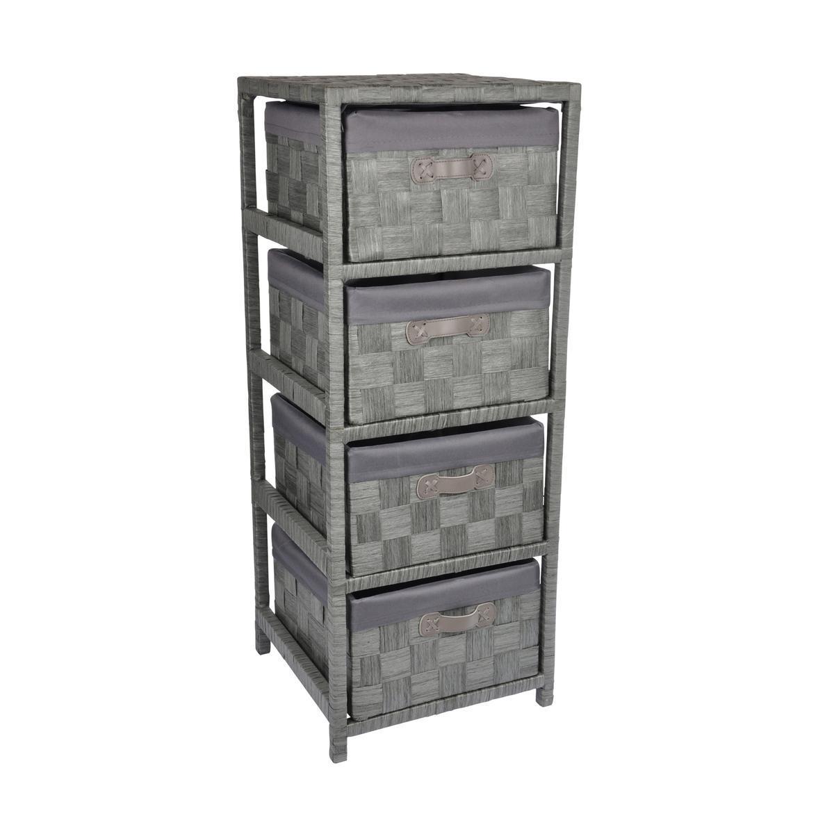 Meuble 4 tiroirs - L 32 x H 83 x l 32 cm - Gris