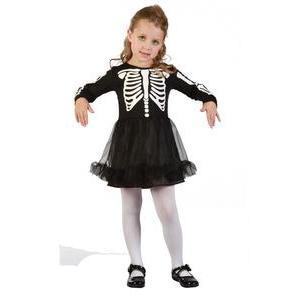 Costume de squelette pour fille - Taille bébé (92 à 104 cm) - L 48 x H 3 x l 44 cm - Noir - PTIT CLOWN