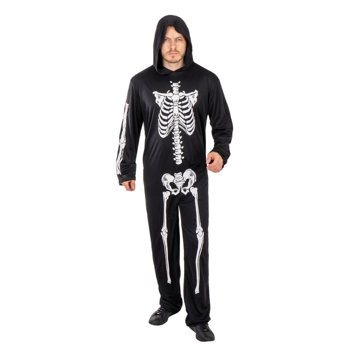 Costume-combinaison de squelette - Taille ado unique (140 à 160 cm) - L 38 x H 2 x l 24 cm - Noir - PTIT CLOWN