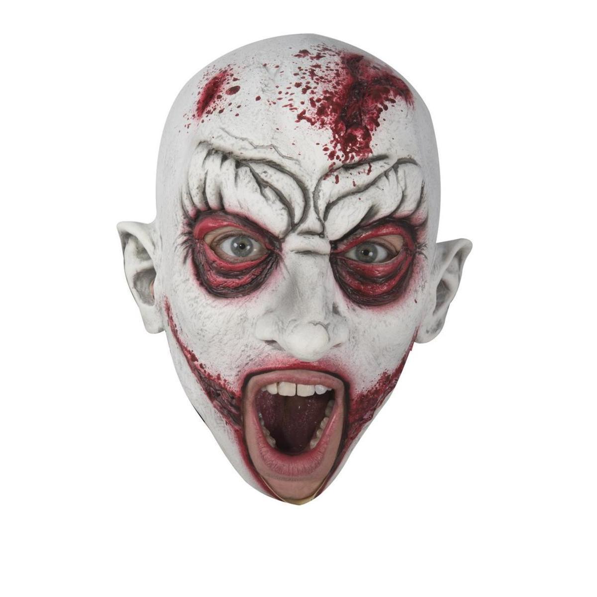 Masque adulte latex intégral zombie sanglant - L 28 x H 10 x l 30 cm - Blanc - PTIT CLOWN