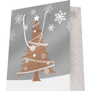 Sac cadeau sapin enneigé - 32 x 14 x H 40 cm