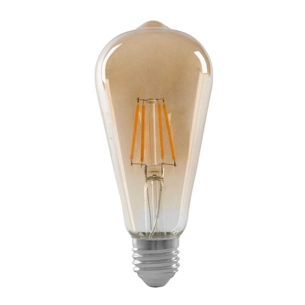 Ampoule LED à filament simple - Couleur ambrée - 17 x 6.5 x 17 cm - Cuivre