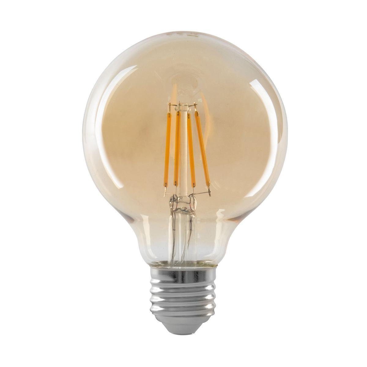 Ampoule sphérique LED à filament - Couleur ambrée - 17 x 8 x 17 cm - Cuivre
