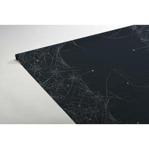Nappe d'Halloween en papier damassé effet Toile d'araignée - L 6 x l 1.18 m - Noir