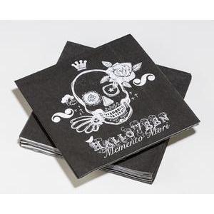 20 serviettes de table d'Halloween en ouate Memento Mori - 33 x 33 cm - Noir