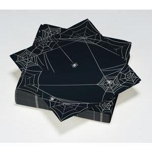 20 serviettes de table La Toile d'Halloween en ouate - 33 x 33 cm - Noir