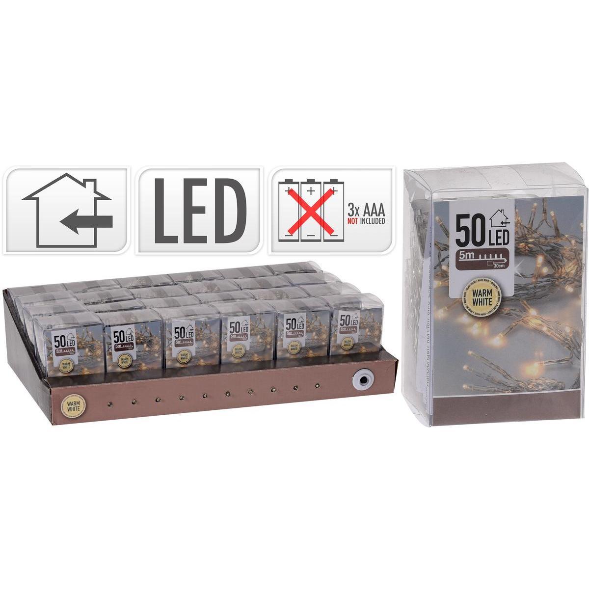 GUIRLANDE 50 LED BLANC CHAUD