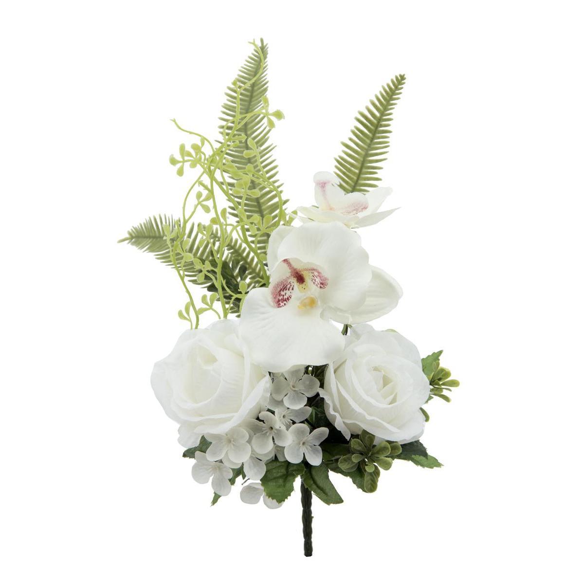 Demi bouquet orchidées, roses et fougères - H 32 cm
