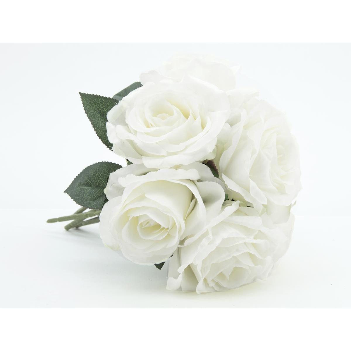 Bouquet Stand-up de 7 Roses - H 39 cm - Blanc