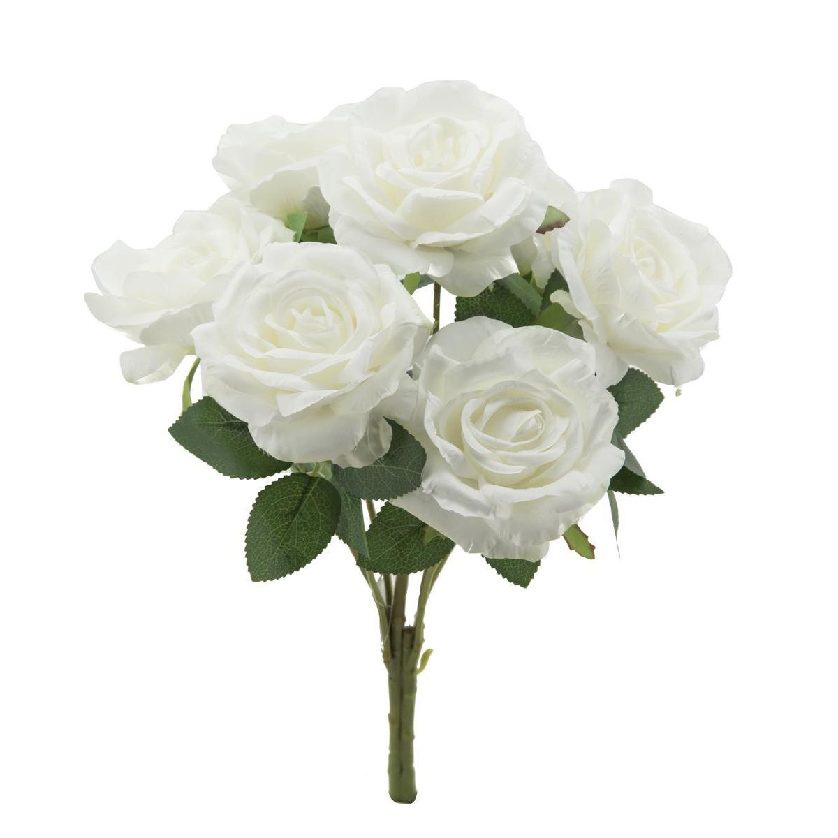 Bouquet de 7 Roses - H 46 cm - Blanc
