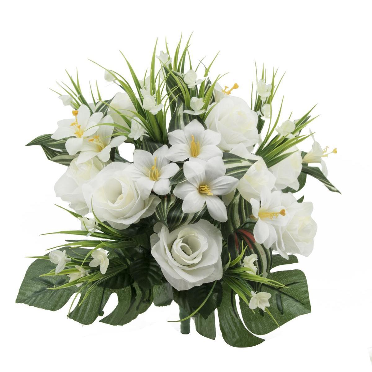 Bouquet de roses et feuillages - H 48 cm