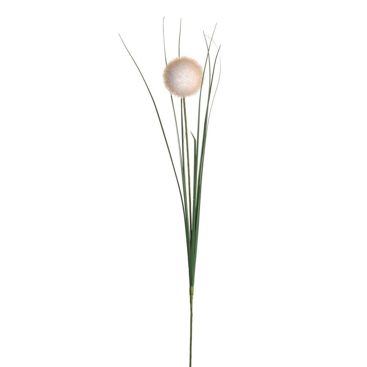 Tige boule + herbe - H 64 cm - Blanc