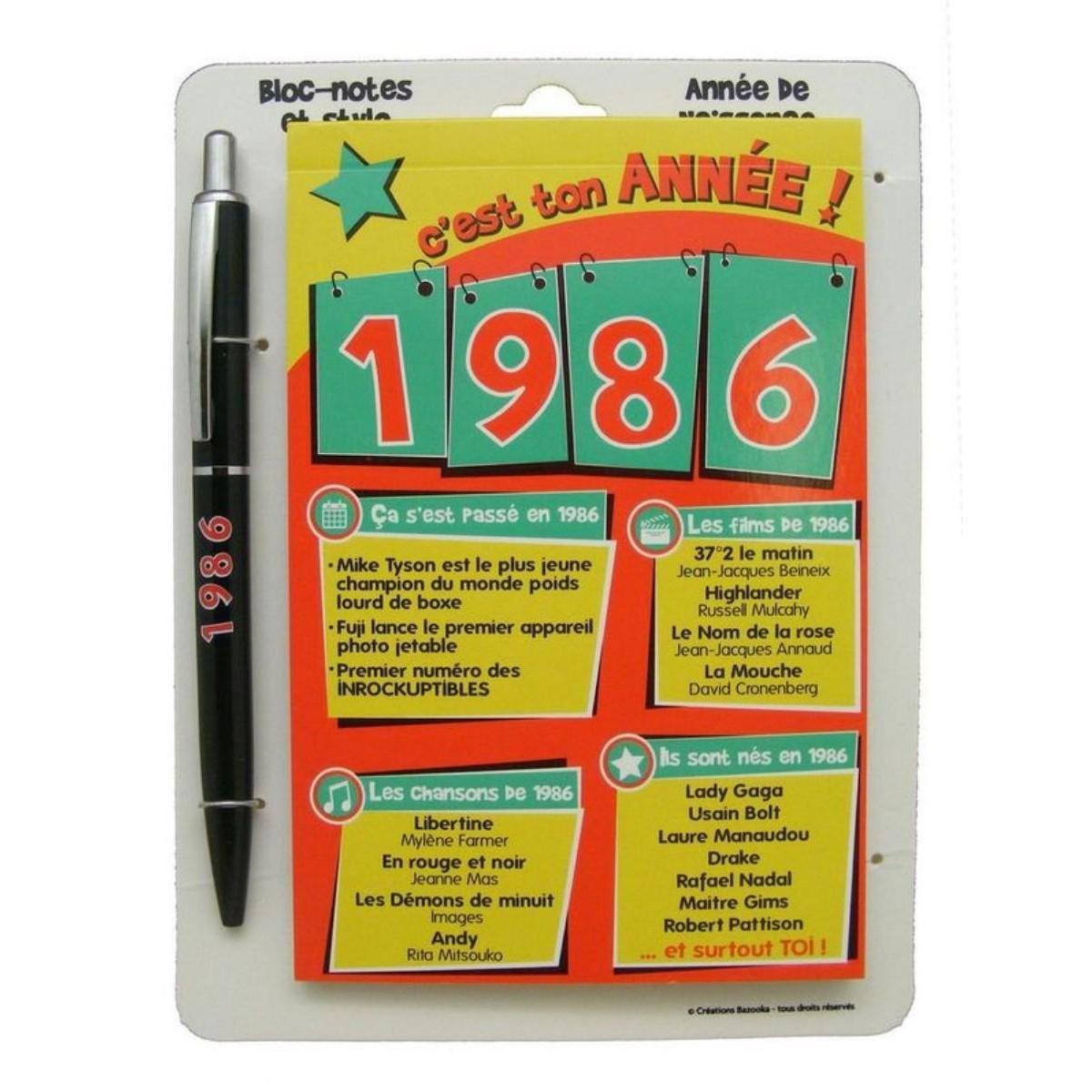 Bloc-note + stylo année 1986
