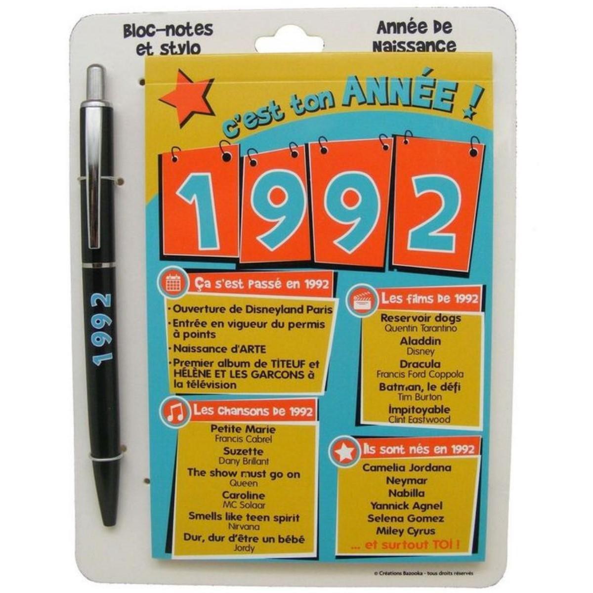 Bloc-note + stylo année 1992
